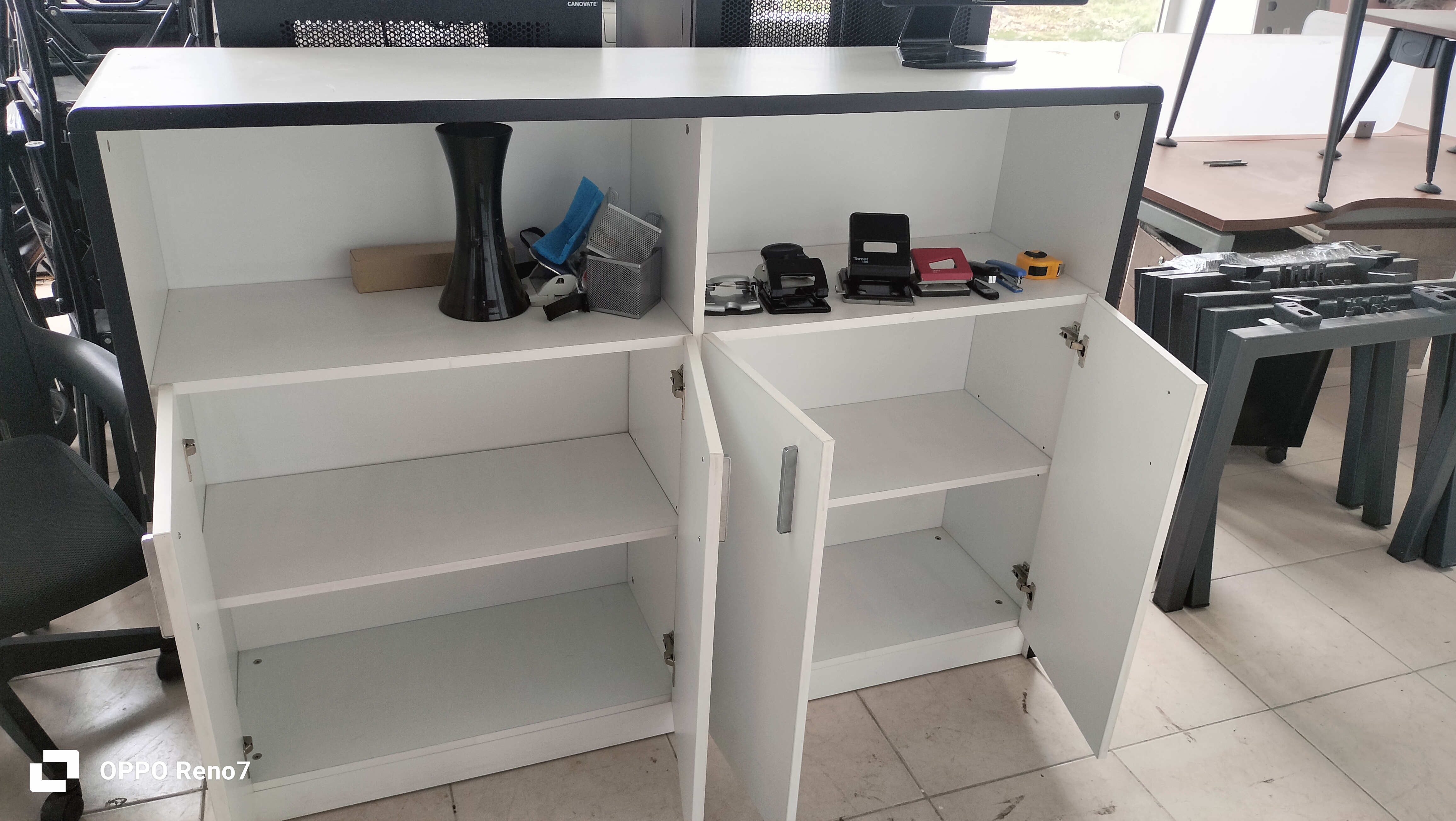 DEKOR BÜRO MOBİLYALARI 160X120X40 BEYAZ KONSOL DOLAP İKİNCİ EL (1)